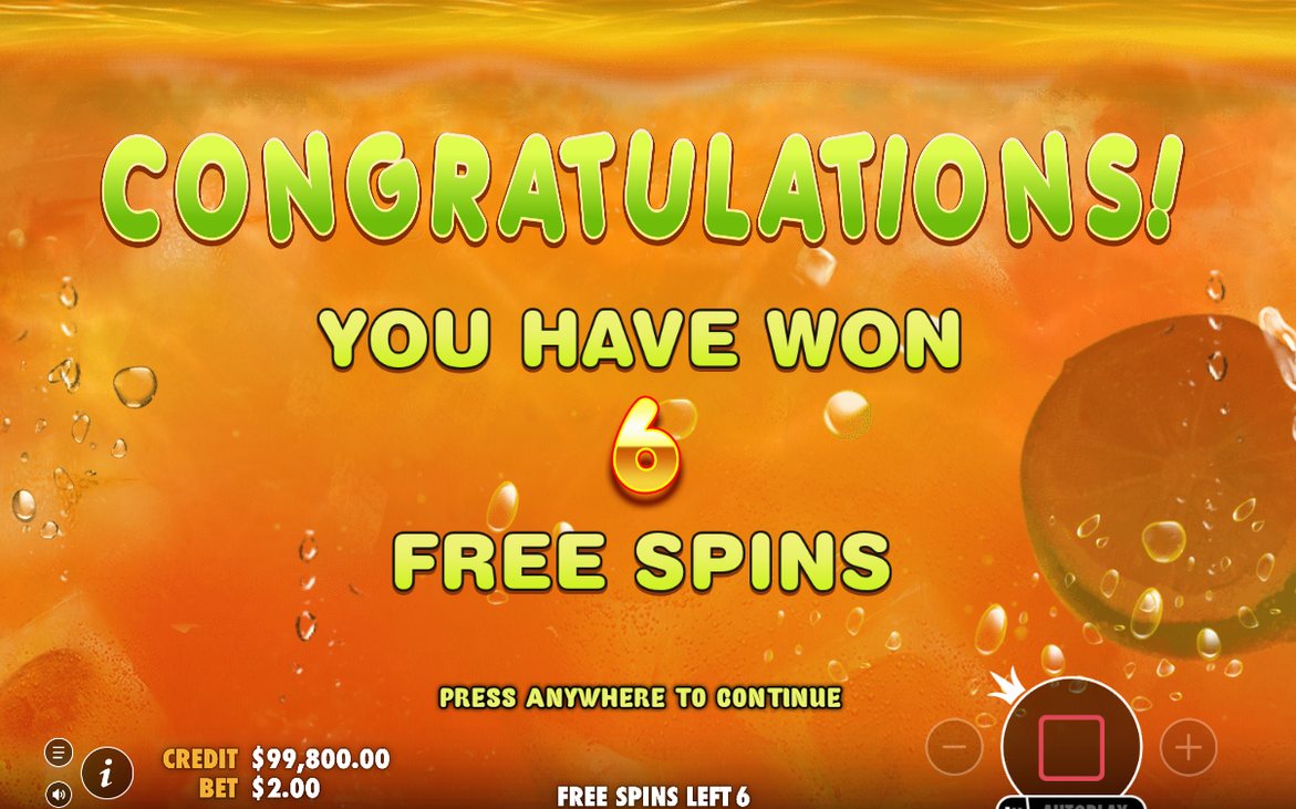 Free Spins-läget med fria snurr kvar på skärmen